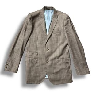 Giovanni Bresciani Sport Coat Jacket Grey Plaid Wool  Sz 42L Slim Fit